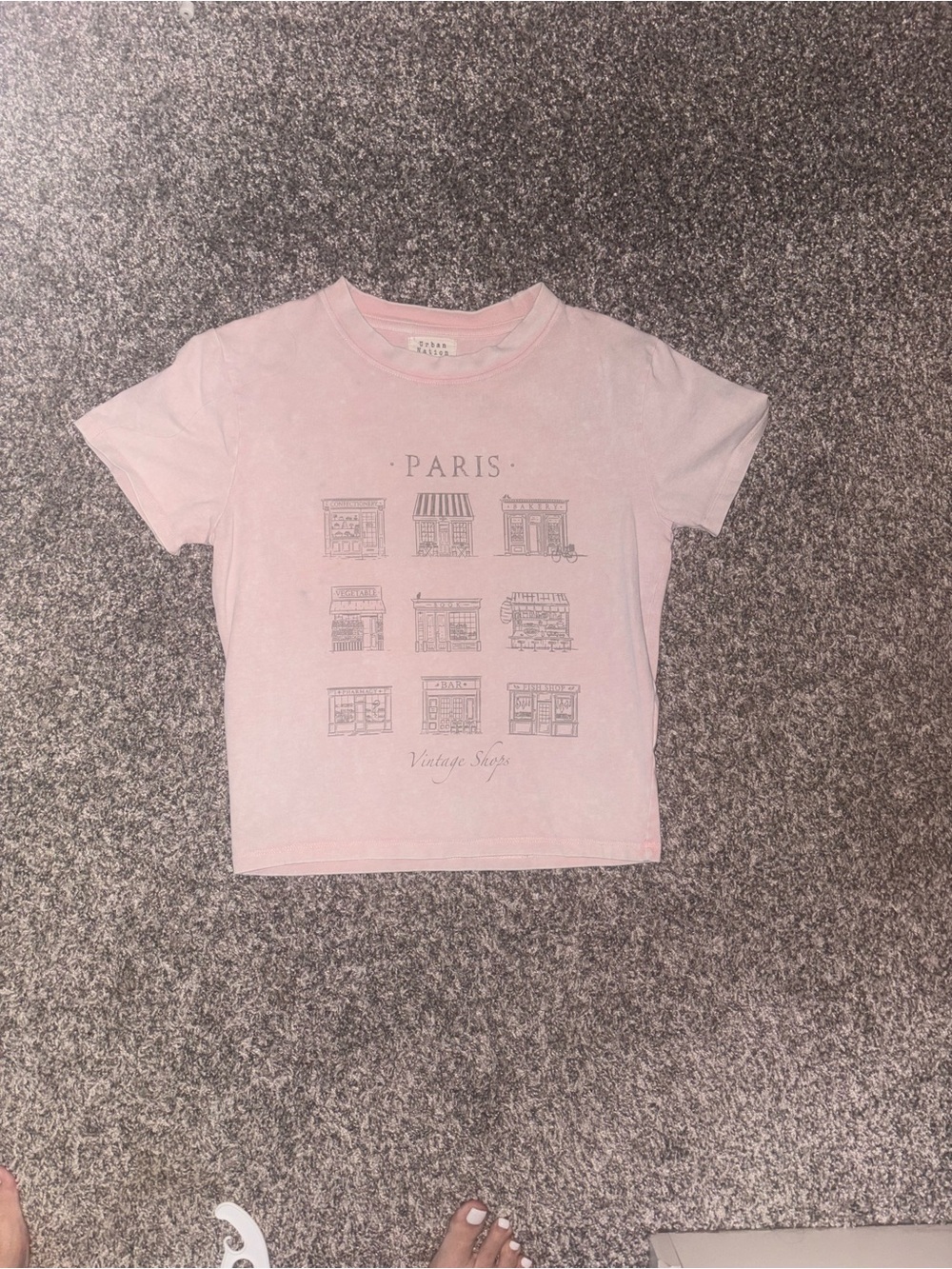 Womens Pink 'Paris Vintage Shops' Graphic Tee